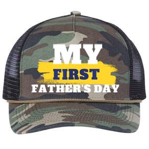 First Fathers Day Tee First Time Dad Father Gift Retro Rope Trucker Hat Cap