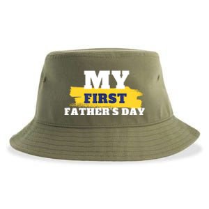 First Fathers Day Tee First Time Dad Father Gift Sustainable Bucket Hat