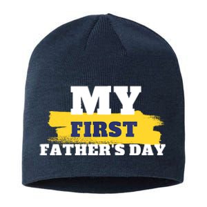 First Fathers Day Tee First Time Dad Father Gift Sustainable Beanie