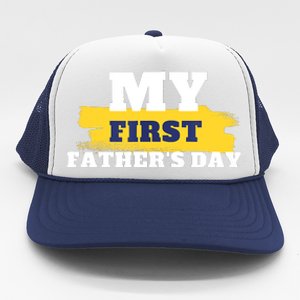 First Fathers Day Tee First Time Dad Father Gift Trucker Hat