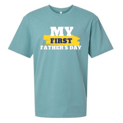 First Fathers Day Tee First Time Dad Father Gift Sueded Cloud Jersey T-Shirt