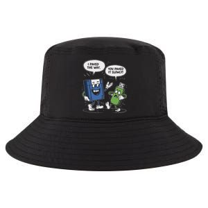 Funny Floppy Disk Vs. Usb Flash Drive Cartoon Design Cool Comfort Performance Bucket Hat