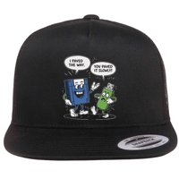 Funny Floppy Disk Vs. Usb Flash Drive Cartoon Design Flat Bill Trucker Hat