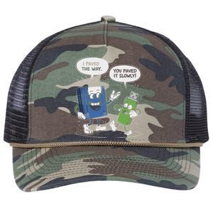 Funny Floppy Disk Vs. Usb Flash Drive Cartoon Design Retro Rope Trucker Hat Cap