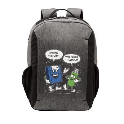 Funny Floppy Disk Vs. Usb Flash Drive Cartoon Design Vector Backpack