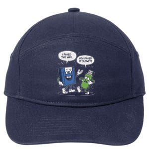 Funny Floppy Disk Vs. Usb Flash Drive Cartoon Design 7-Panel Snapback Hat