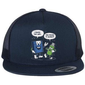 Funny Floppy Disk Vs. Usb Flash Drive Cartoon Design Flat Bill Trucker Hat