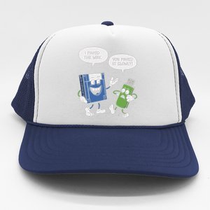 Funny Floppy Disk Vs. Usb Flash Drive Cartoon Design Trucker Hat