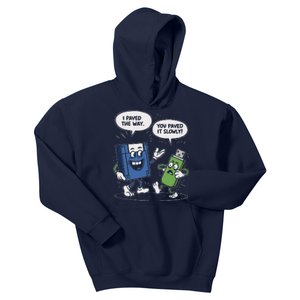 Funny Floppy Disk Vs. Usb Flash Drive Cartoon Design Kids Hoodie