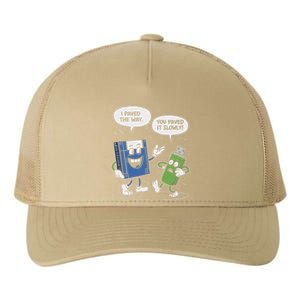 Funny Floppy Disk Vs. Usb Flash Drive Cartoon Design Yupoong Adult 5-Panel Trucker Hat