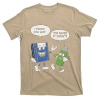 Funny Floppy Disk Vs. Usb Flash Drive Cartoon Design T-Shirt