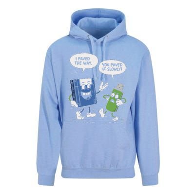 Funny Floppy Disk Vs. Usb Flash Drive Cartoon Design Unisex Surf Hoodie