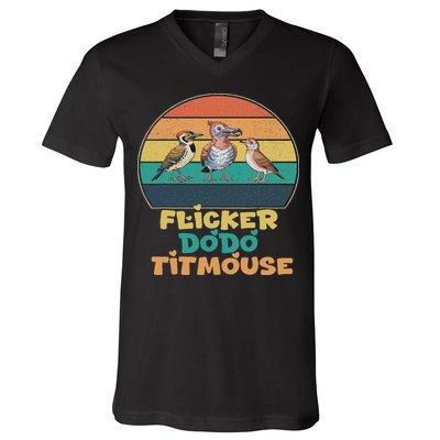 Funny Flicker Dodo Titmouse Bird Watch Nature Lover V-Neck T-Shirt