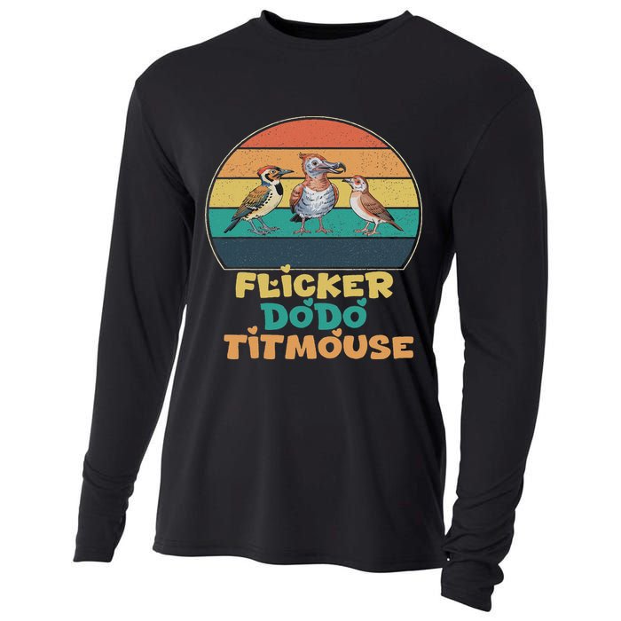 Funny Flicker Dodo Titmouse Bird Watch Nature Lover Cooling Performance Long Sleeve Crew