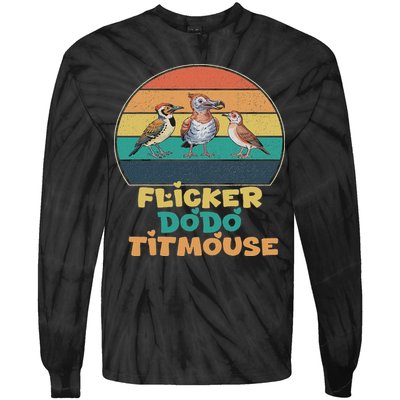 Funny Flicker Dodo Titmouse Bird Watch Nature Lover Tie-Dye Long Sleeve Shirt