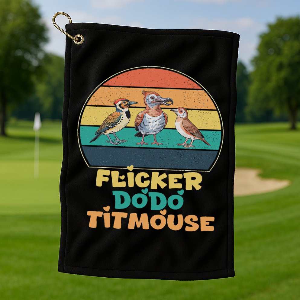 Funny Flicker Dodo Titmouse Bird Watch Nature Lover Golf Towel