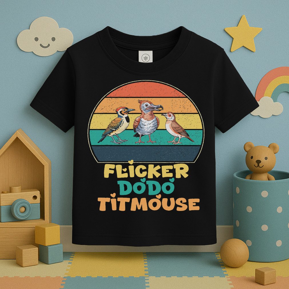 Funny Flicker Dodo Titmouse Bird Watch Nature Lover Toddler T-Shirt
