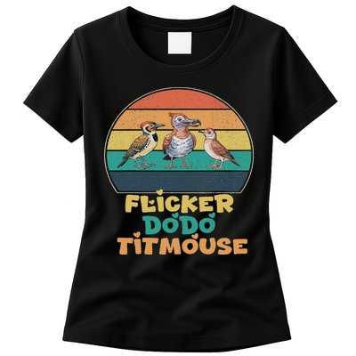 Funny Flicker Dodo Titmouse Bird Watch Nature Lover Womens T-Shirt
