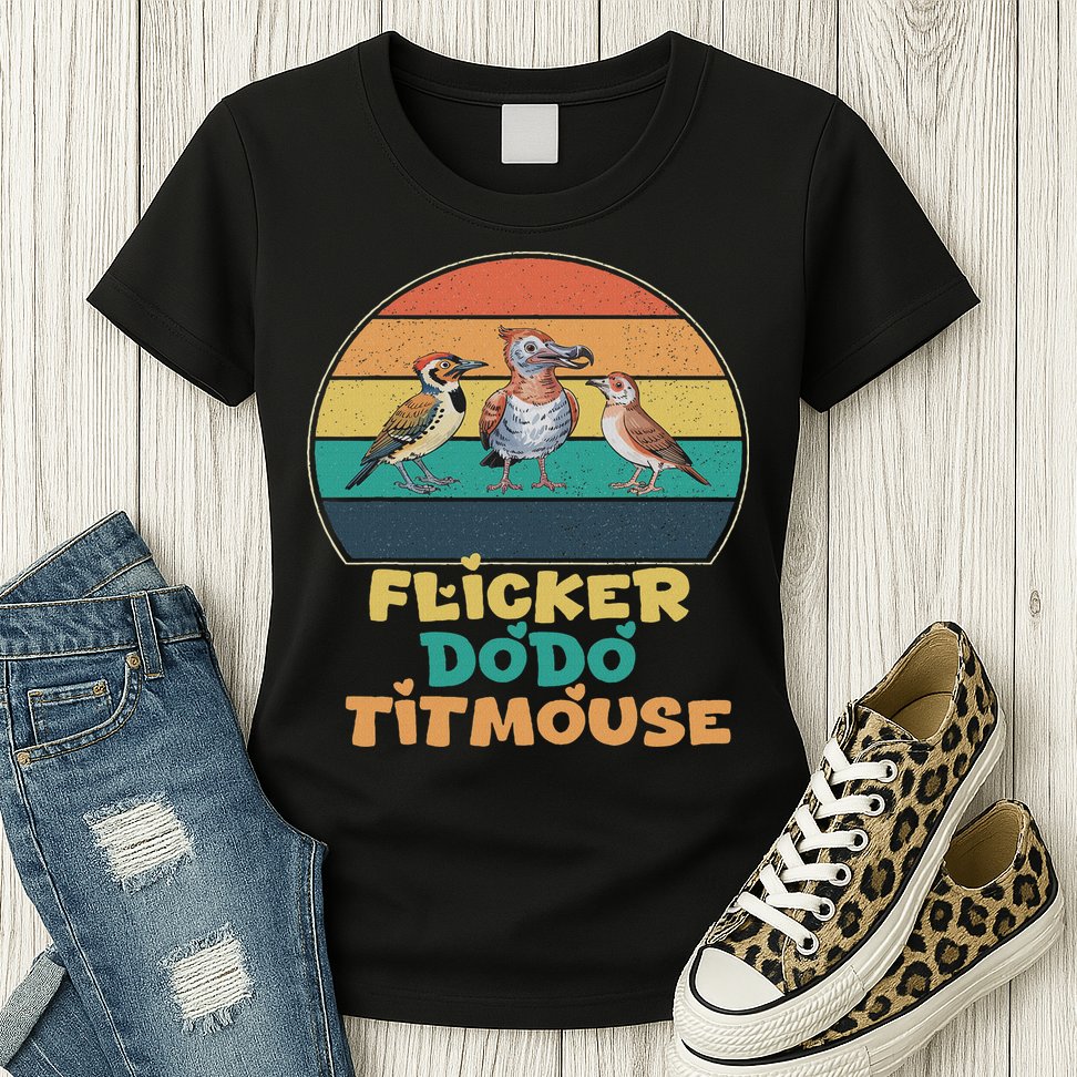 Funny Flicker Dodo Titmouse Bird Watch Nature Lover Womens T-Shirt