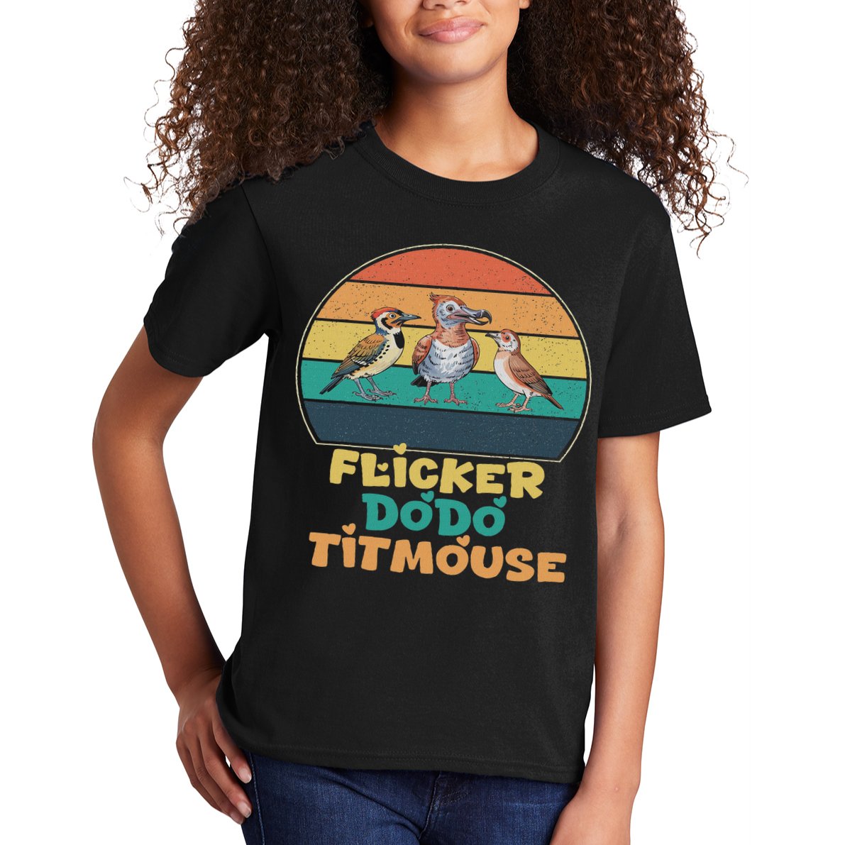 Funny Flicker Dodo Titmouse Bird Watch Nature Lover Kids T-Shirt