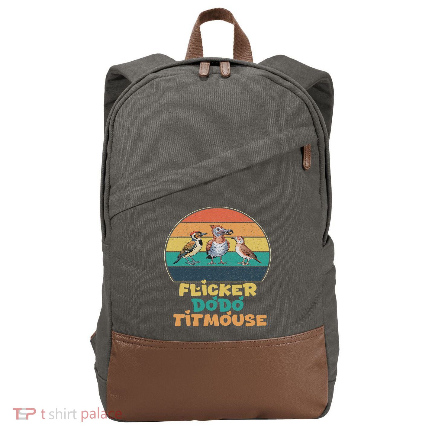Funny Flicker Dodo Titmouse Bird Watch Nature Lover Cotton Canvas Backpack