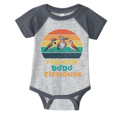 Funny Flicker Dodo Titmouse Bird Watch Nature Lover Infant Baby Jersey Bodysuit