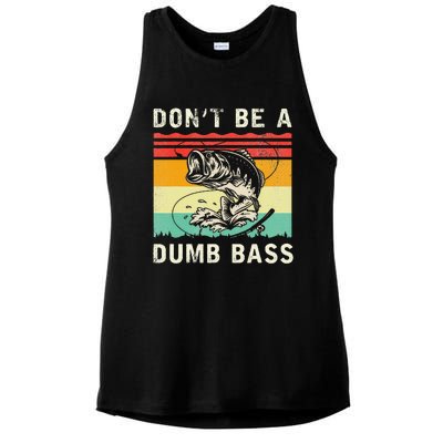 Funny Fishing DonT Be A Dumb Bass Vintage Fisherman Ladies PosiCharge Tri-Blend Wicking Tank