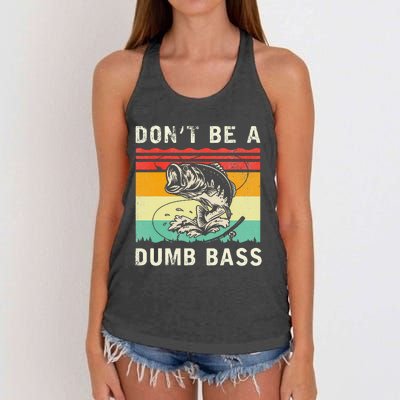 Funny Fishing DonT Be A Dumb Bass Vintage Fisherman Women's Knotted Racerback Tank