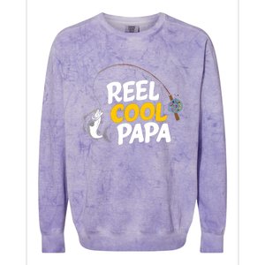 Funny FatherS Day Fish Reel Cool Fisher Papa Fishing Dad Funny Gift Colorblast Crewneck Sweatshirt