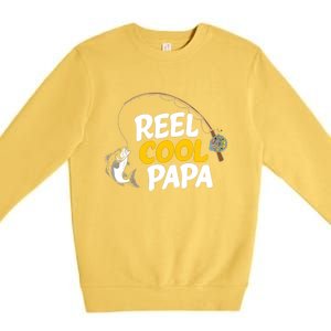 Funny FatherS Day Fish Reel Cool Fisher Papa Fishing Dad Funny Gift Premium Crewneck Sweatshirt