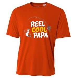 Funny FatherS Day Fish Reel Cool Fisher Papa Fishing Dad Funny Gift Cooling Performance Crew T-Shirt