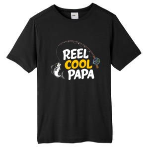 Funny FatherS Day Fish Reel Cool Fisher Papa Fishing Dad Funny Gift Tall Fusion ChromaSoft Performance T-Shirt