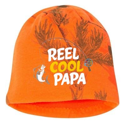 Funny FatherS Day Fish Reel Cool Fisher Papa Fishing Dad Funny Gift Kati - Camo Knit Beanie