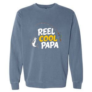 Funny FatherS Day Fish Reel Cool Fisher Papa Fishing Dad Funny Gift Garment-Dyed Sweatshirt