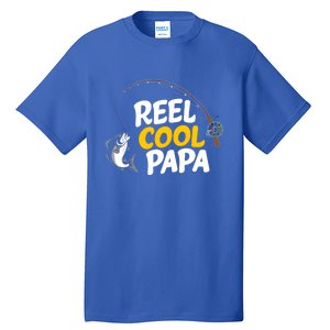 Funny FatherS Day Fish Reel Cool Fisher Papa Fishing Dad Funny Gift Tall T-Shirt