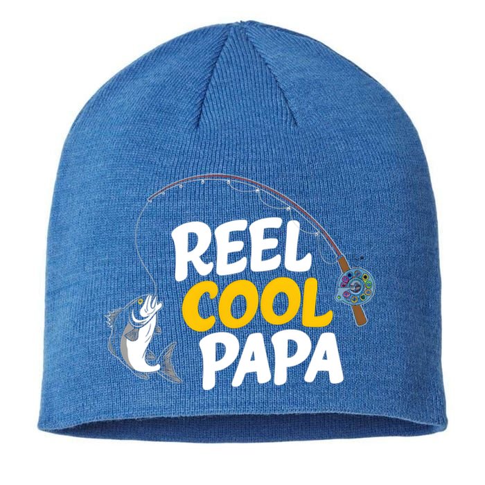 Funny FatherS Day Fish Reel Cool Fisher Papa Fishing Dad Funny Gift Sustainable Beanie