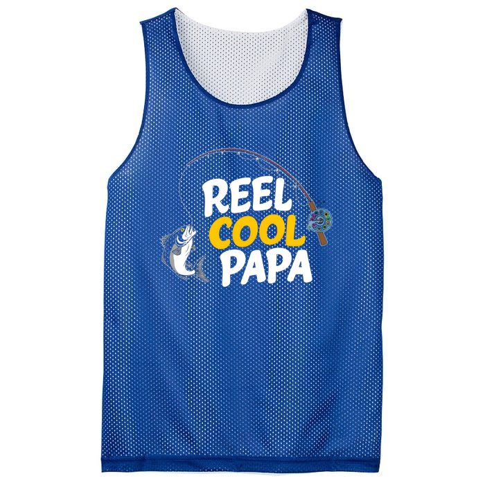 Funny FatherS Day Fish Reel Cool Fisher Papa Fishing Dad Funny Gift Mesh Reversible Basketball Jersey Tank