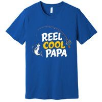 Funny FatherS Day Fish Reel Cool Fisher Papa Fishing Dad Funny Gift Premium T-Shirt