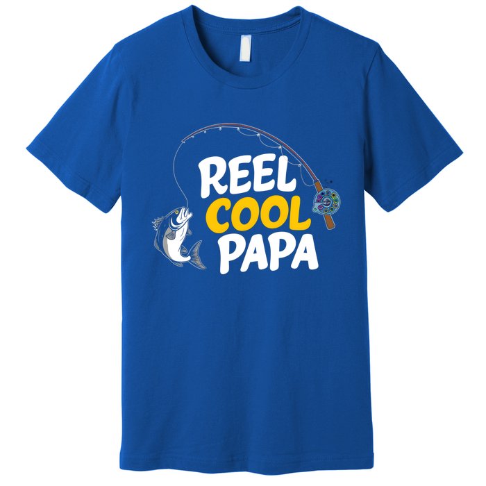 Funny FatherS Day Fish Reel Cool Fisher Papa Fishing Dad Funny Gift Premium T-Shirt