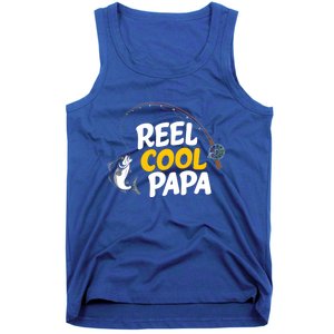 Funny FatherS Day Fish Reel Cool Fisher Papa Fishing Dad Funny Gift Tank Top