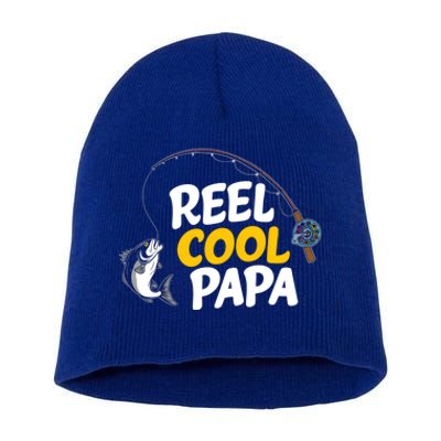 Funny FatherS Day Fish Reel Cool Fisher Papa Fishing Dad Funny Gift Short Acrylic Beanie