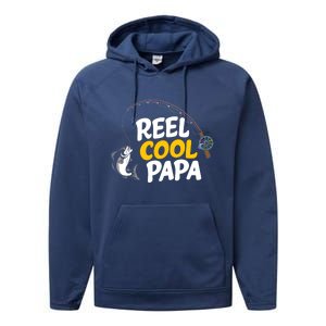 Funny FatherS Day Fish Reel Cool Fisher Papa Fishing Dad Funny Gift Performance Fleece Hoodie