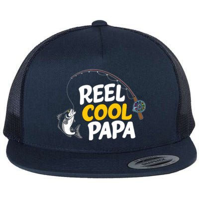 Funny FatherS Day Fish Reel Cool Fisher Papa Fishing Dad Funny Gift Flat Bill Trucker Hat