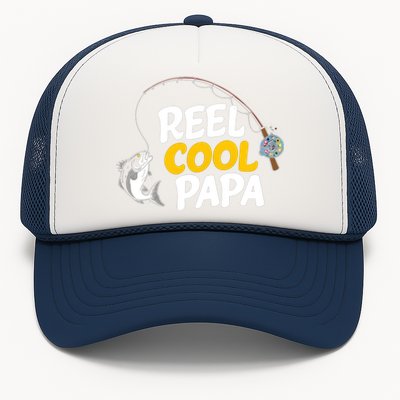 Funny FatherS Day Fish Reel Cool Fisher Papa Fishing Dad Funny Gift Trucker Hat