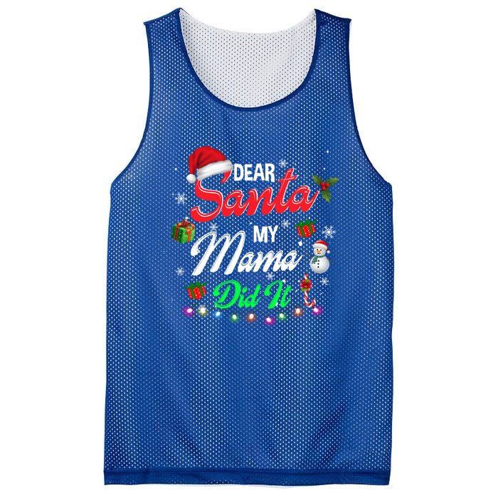 Family Funny Dear Santa My Mama Did It Christmas Pajama Cute Gift Mesh Reversible Basketball Jersey Tank