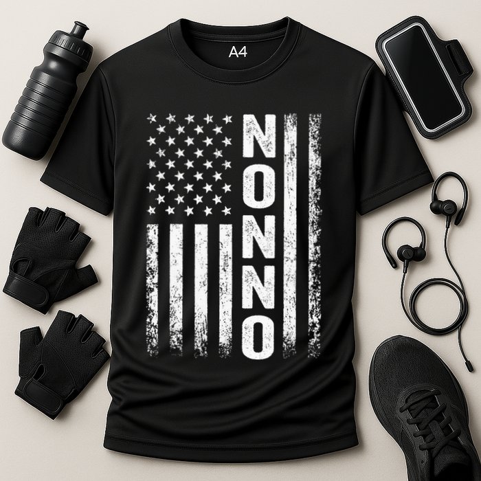 Funny Fathers Day Nonno American Flag Gift Cooling Performance Crew T-Shirt