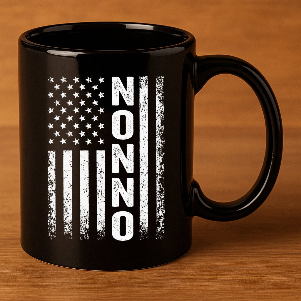 Funny Fathers Day Nonno American Flag Gift 11oz C Handle Ceramic Mug
