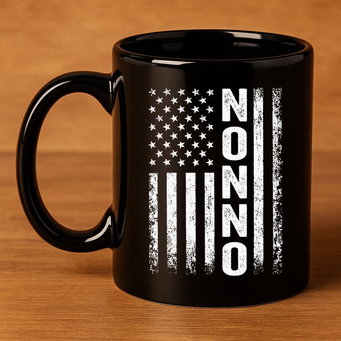 Funny Fathers Day Nonno American Flag Gift 11oz C Handle Ceramic Mug