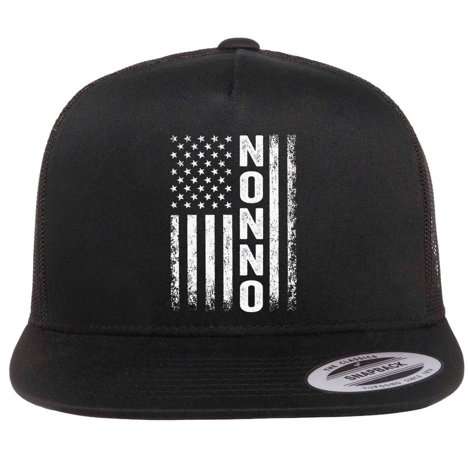 Funny Fathers Day Nonno American Flag Gift Flat Bill Trucker Hat