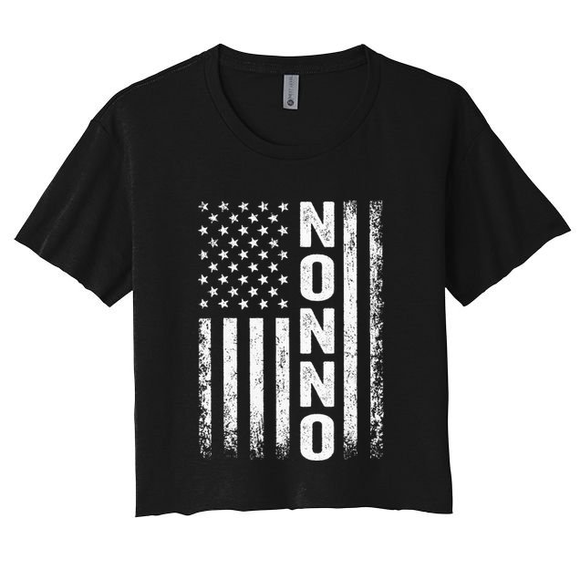 Funny Fathers Day Nonno American Flag Gift Crop Top